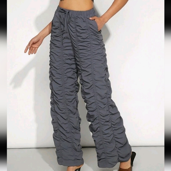 Ruched Drawstring Wide Leg Pants - Picture 2 of 4